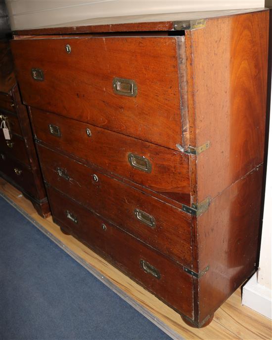A Victorian mahogany campaign chest, W.99cm